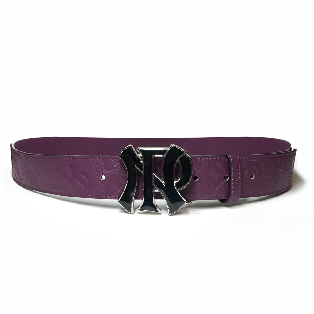 PURPLE LEATHER LOGO BELT