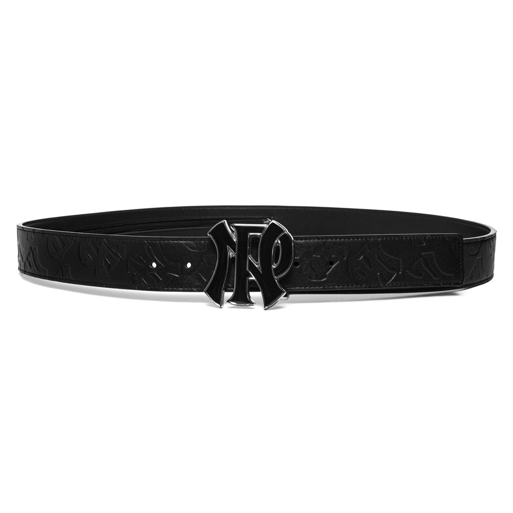 BLACK LEATHER LOGO BELT