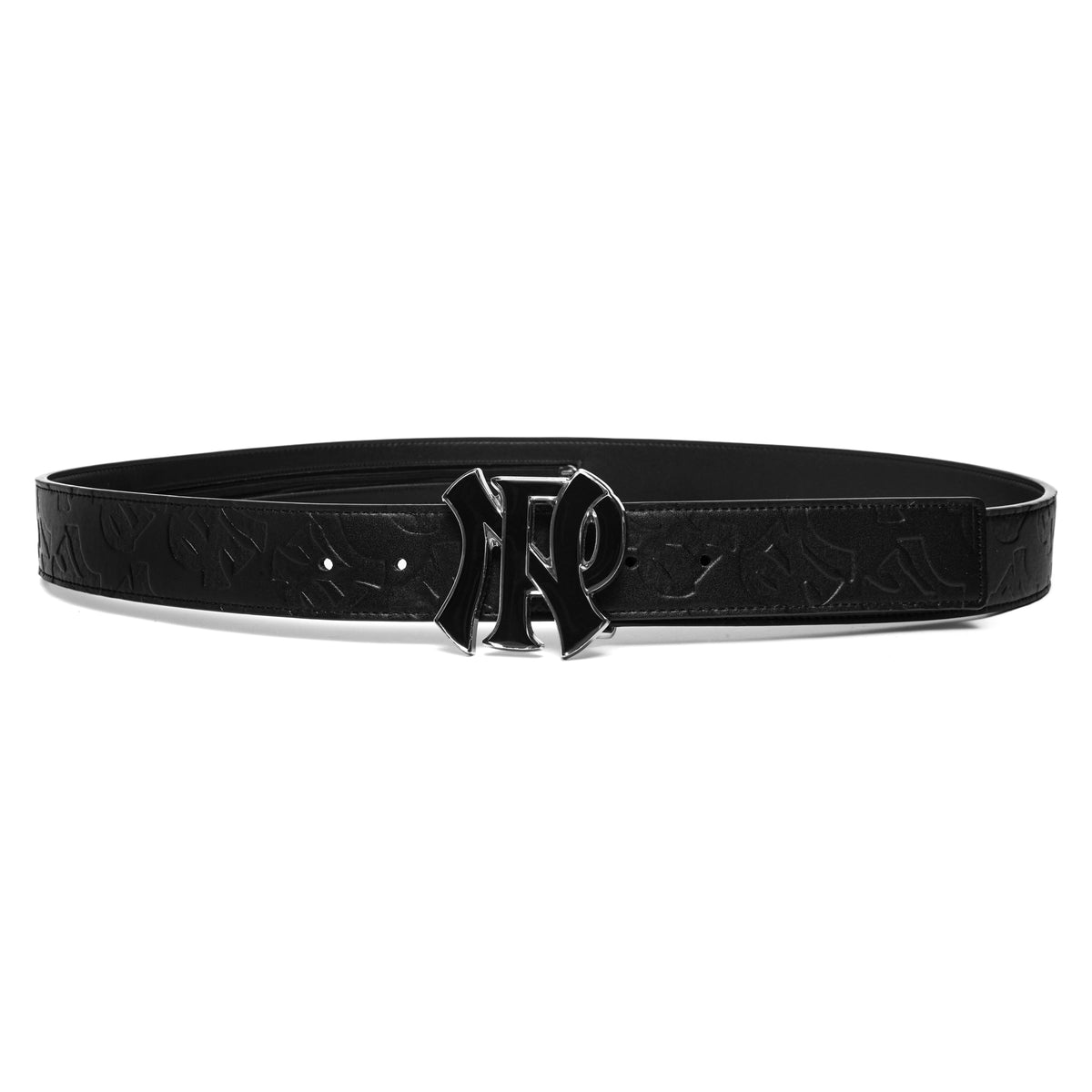 BLACK LEATHER LOGO BELT