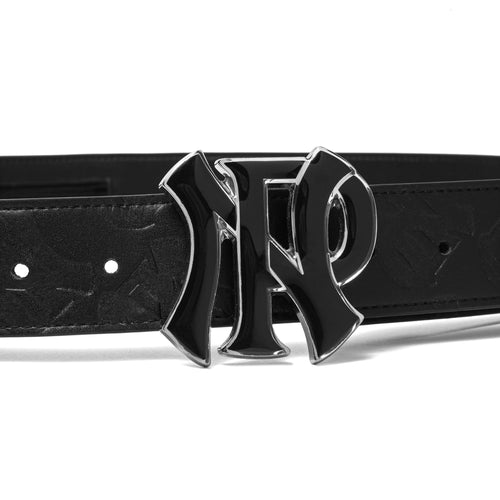 BLACK LEATHER LOGO BELT