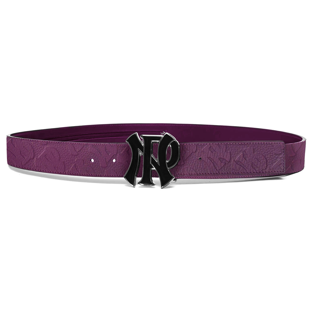 PURPLE LEATHER LOGO BELT